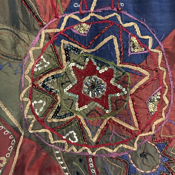 Chico’s Size 1 Jewel Tone‎ Patchwork Embroidered and Embellished Open Jacket - Picture 5 of 5